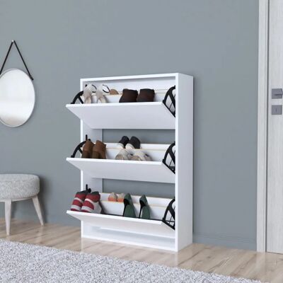 en.casa Zapatero Aurskog - 3 Compartimentos, Blanco en.casa Zapatero Aurskog - 3 Compartimentos, Blanco