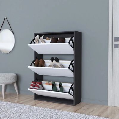 en.casa Armoire à chaussures Aurskog compacte avec 3 compartiments - Publicité en.casa Armoire à chaussures Aurskog compacte avec 3 compartiments - Publicité