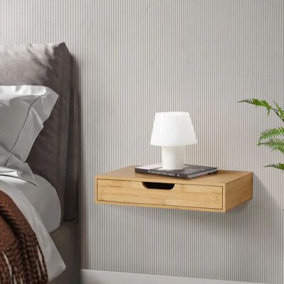 en.casa Étagère murale Bokn avec tiroir - Bambou 40x24x8cm - Naturel - Publicité en.casa Étagère murale Bokn avec tiroir - Bambou 40x24x8cm - Naturel - Publicité