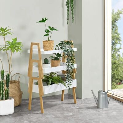 En.Casa Hitra Bambus 3-teiliges Stapelregal - Natur & Weiß - Regal En.Casa Hitra Bambus 3-teiliges Stapelregal - Natur & Weiß - Regal