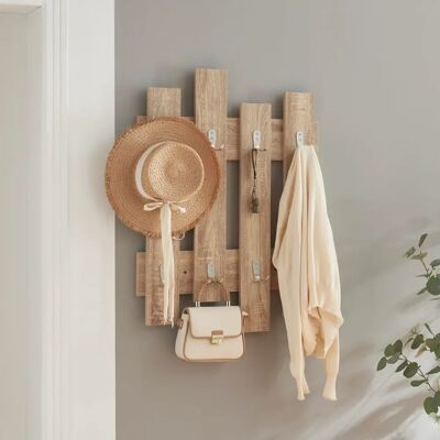 en.casa Raseborg Perchero de pared - Marrón - 80x60x3cm en.casa Raseborg Perchero de pared - Marrón - 80x60x3cm