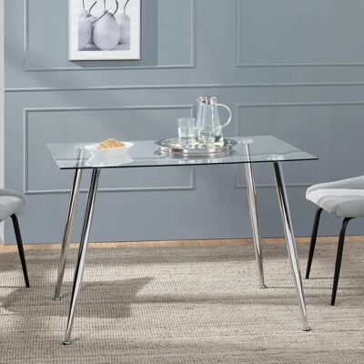en.casa Hyrynsalmi - Mesa rectangular de cristal con patas de acero - Tipo de mesa en.casa Hyrynsalmi - Mesa rectangular de cristal con patas de acero - Tipo de mesa