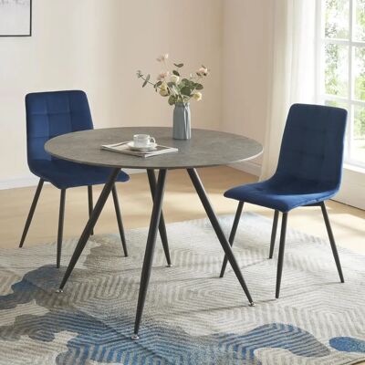 en.casa - Mesa de comedor redonda Fitjar - Para 4 personas - Efecto hormigón en.casa - Mesa de comedor redonda Fitjar - Para 4 personas - Efecto hormigón