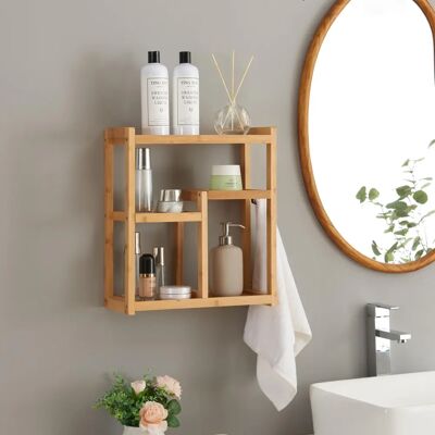 en.casa Estantería de Pared Höör - Bambú Natural - 5 Estantes - Decoración en.casa Estantería de Pared Höör - Bambú Natural - 5 Estantes - Decoración