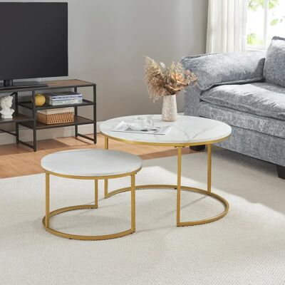 en.casa Christchurch Nesting Couchtische - Marmor-Optik / Gold en.casa Christchurch Nesting Couchtische - Marmor-Optik / Gold