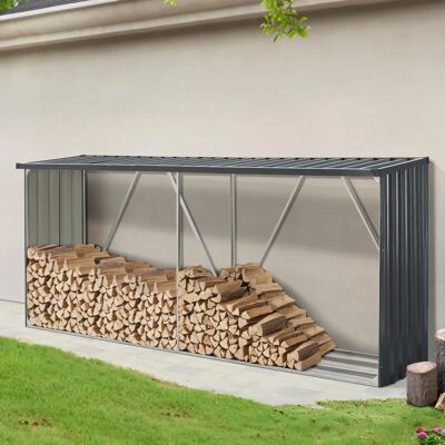 Casa.pro Kalmar Klemmsystem Feuerholzständer - 352x80x152cm - Anthrazit Casa.pro Kalmar Klemmsystem Feuerholzständer - 352x80x152cm - Anthrazit