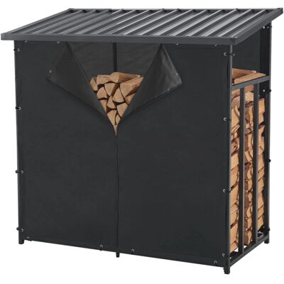 Casa.pro - Wood Shelter 145x143x70 cm - Schwarz - Stahlrahmen Polyesterbezug - Holzlagerungsschuppen Casa.pro - Wood Shelter 145x143x70 cm - Schwarz - Stahlrahmen Polyesterbezug - Holzlagerungsschuppen