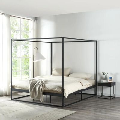 en.casa Kristianstad Schwarzes Metall Himmelbett - Schlafzimmermöbel en.casa Kristianstad Schwarzes Metall Himmelbett - Schlafzimmermöbel