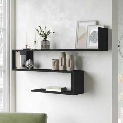 en.casa Estantería de pared Kitee - 3 estantes Negro en.casa Estantería de pared Kitee - 3 estantes Negro