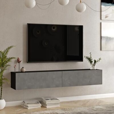 Mueble de TV de pared En.Casa Lapinlahti - Negro / Efecto hormigón Mueble de TV de pared En.Casa Lapinlahti - Negro / Efecto hormigón
