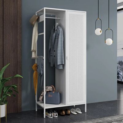 en.casa Armario Puumala - Metal, Blanco, 180x80x45 cm en.casa Armario Puumala - Metal, Blanco, 180x80x45 cm