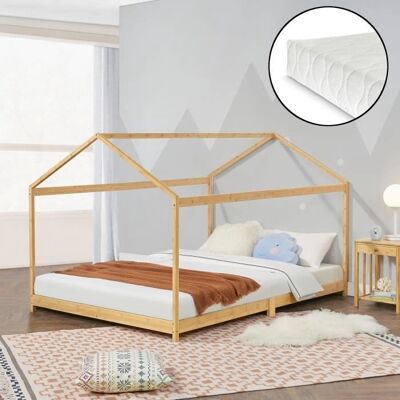 en.casa Cama infantil Vindafjord - Bambú natural - 140x200cm en.casa Cama infantil Vindafjord - Bambú natural - 140x200cm