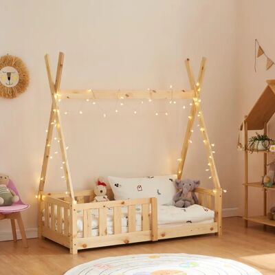 en.casa Cama infantil Helsingborg - Reja de seguridad, Estilo indio en.casa Cama infantil Helsingborg - Reja de seguridad, Estilo indio