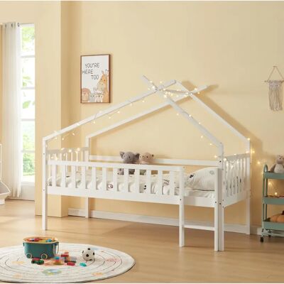 en.casa SOTKAMO Cama alta infantil blanca con escalera - Muebles infantiles en.casa SOTKAMO Cama alta infantil blanca con escalera - Muebles infantiles