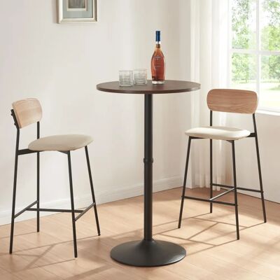 en.casa Vantaa Mesa de bar de acero MDF redonda - Nogal/Negro en.casa Vantaa Mesa de bar de acero MDF redonda - Nogal/Negro