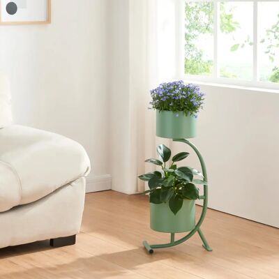 en.casa - Soporte para plantas Almelo en forma de C metal 63x29x21cm - Verde en.casa - Soporte para plantas Almelo en forma de C metal 63x29x21cm - Verde
