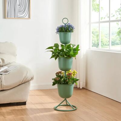 en.casa - Soporte para plantas Alphen con 3 maceteros - Verde en.casa - Soporte para plantas Alphen con 3 maceteros - Verde