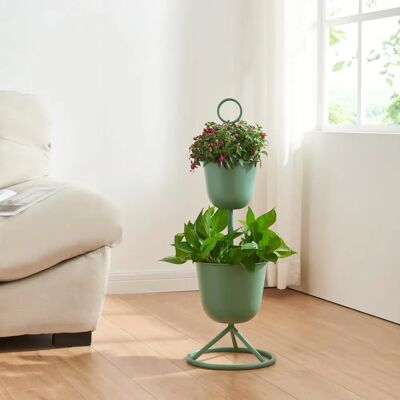 en.casa Soporte para Plantas Alphen - 2 Maceteros, Verde en.casa Soporte para Plantas Alphen - 2 Maceteros, Verde