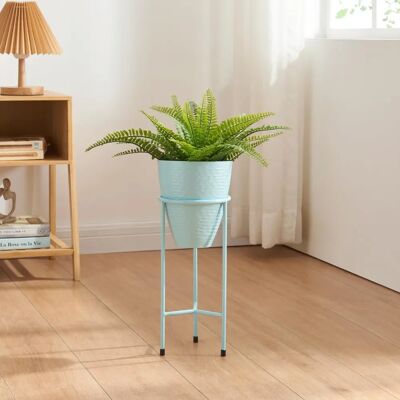 en.casa Soporte para plantas con macetero - Azul claro - Decoración interior en.casa Soporte para plantas con macetero - Azul claro - Decoración interior