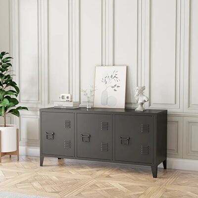 en.casa Kotka Mueble para TV - Moderno, Negro, 3 Puertas - Mueble TV en.casa Kotka Mueble para TV - Moderno, Negro, 3 Puertas - Mueble TV