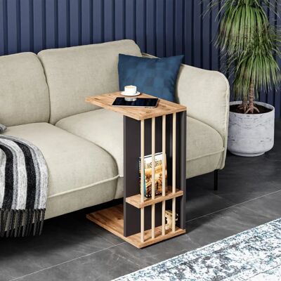 en.casa en. casa - Mesita auxiliar Siikainen con ruedas - Efecto madera / negro - marrón en.casa en. casa - Mesita auxiliar Siikainen con ruedas - Efecto madera / negro - marrón