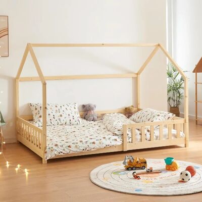 fr.casa Lit enfant en forme de maison avec barrière de sécurité - Mobilier pour chambre d'enfant - Publicité fr.casa Lit enfant en forme de maison avec barrière de sécurité - Mobilier pour chambre d'enfant - Publicité