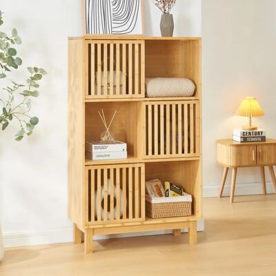 en.casa Ypäjä Estantería de bambú con 6 compartimentos - Natural en.casa Ypäjä Estantería de bambú con 6 compartimentos - Natural