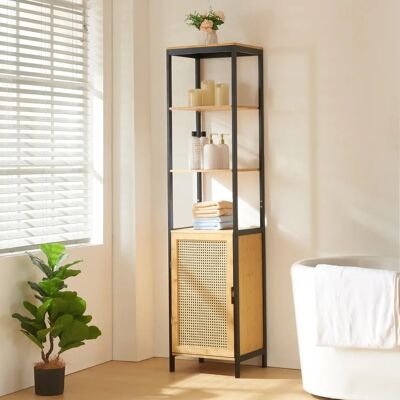 en.casa Armario Alto de Baño TERVOLA de Bambú - Mueble de Almacenamiento en.casa Armario Alto de Baño TERVOLA de Bambú - Mueble de Almacenamiento