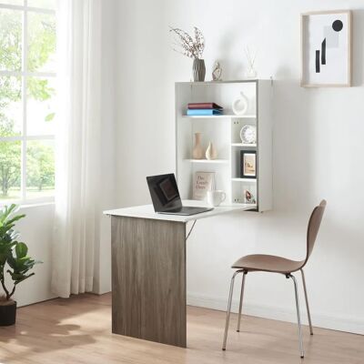 en.casa Wandklapptisch - Weiß / Holzoptik - Vielseitiges platzsparendes Möbel en.casa Wandklapptisch - Weiß / Holzoptik - Vielseitiges platzsparendes Möbel