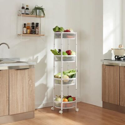 en.casa Sørreisa Carro de Cocina Plegable con 4 Cestas - Blanco en.casa Sørreisa Carro de Cocina Plegable con 4 Cestas - Blanco