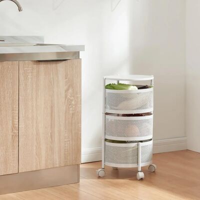 Carrito de almacenamiento Steigen con 3 cestas giratorias - Blanco Carrito de almacenamiento Steigen con 3 cestas giratorias - Blanco