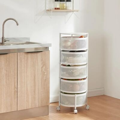 Carrito de almacenamiento En.Casa con 5 cestas giratorias de acero - Cocina o baño Carrito de almacenamiento En.Casa con 5 cestas giratorias de acero - Cocina o baño