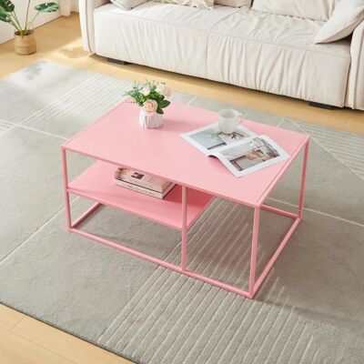 en.casa Table Basse Solund en Acier Rose - Publicité en.casa Table Basse Solund en Acier Rose - Publicité