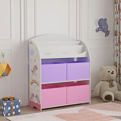 en.casa Estantería Infantil - Unicornio Rosa/Violeta - Organizador de habitación infantil en.casa Estantería Infantil - Unicornio Rosa/Violeta - Organizador de habitación infantil