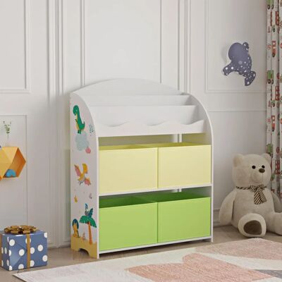 en.casa Estantería de Juguetes de Dinosaurio - Organizador de Almacenamiento Infantil - 98x83x30 cm - Dinosaurio en.casa Estantería de Juguetes de Dinosaurio - Organizador de Almacenamiento Infantil - 98x83x30 cm - Dinosaurio