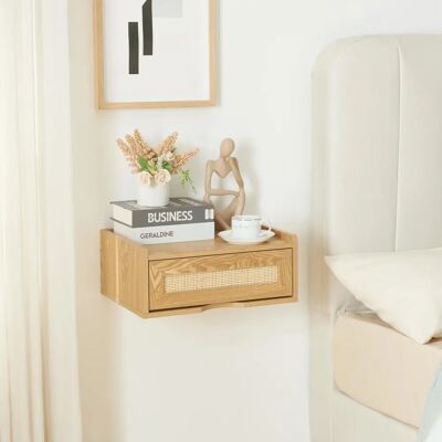 Estantería de pared con cajón EN.CASA - Efecto roble - Ahorra espacio Estantería de pared con cajón EN.CASA - Efecto roble - Ahorra espacio