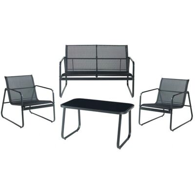 Casa.pro Conjunto de Muebles de Jardín Anzi - Negro - Muebles de Exterior Casa.pro Conjunto de Muebles de Jardín Anzi - Negro - Muebles de Exterior