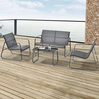 Casa.pro - Conjunto de muebles de jardín Anzi 4 piezas - Gris Casa.pro - Conjunto de muebles de jardín Anzi 4 piezas - Gris