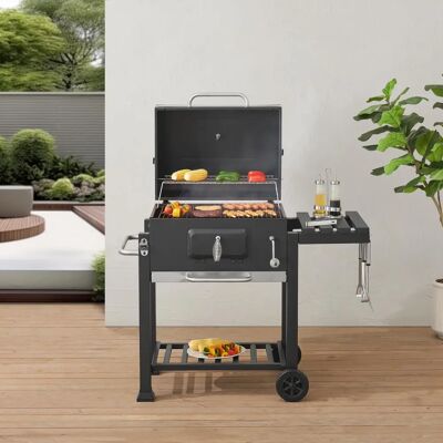 Arnad Barbacoa De Carbón Mit 3 Regalen Stahl 105x114x48cm - SCHWARZ Arnad Barbacoa De Carbón Mit 3 Regalen Stahl 105x114x48cm - SCHWARZ