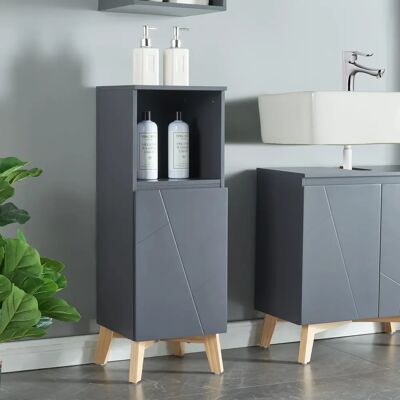 en.casa - Armario de baño gris con puerta decorativa - 86x30x30cm en.casa - Armario de baño gris con puerta decorativa - 86x30x30cm
