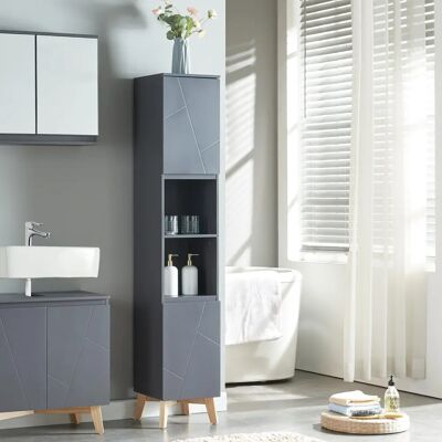 en.casa Armario alto para baño - Overath con 2 puertas, MDF pino, 160x30x30cm, Gris en.casa Armario alto para baño - Overath con 2 puertas, MDF pino, 160x30x30cm, Gris