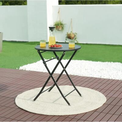 en.casa Mesa de Jardín Plegable Sande Redonda - Negro en.casa Mesa de Jardín Plegable Sande Redonda - Negro