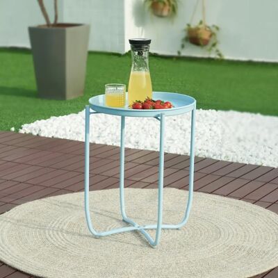 en.casa Table de jardin Sandefjord en acier - Bleu ciel - Table de jardin - Publicité en.casa Table de jardin Sandefjord en acier - Bleu ciel - Table de jardin - Publicité