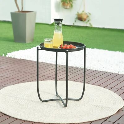 en.casa Sandefjord Table de jardin en acier 53x40cm - Noir - Publicité en.casa Sandefjord Table de jardin en acier 53x40cm - Noir - Publicité