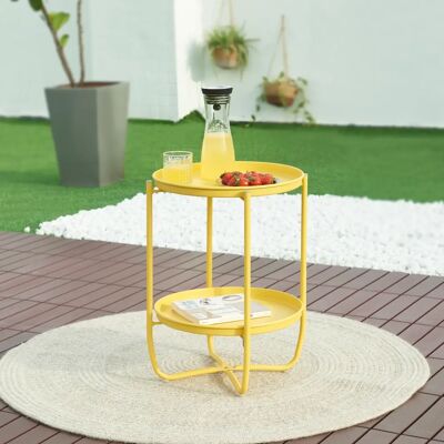 Table d'appoint en acier émaillé - 57,5x40 cm - Jaune - Publicité Table d'appoint en acier émaillé - 57,5x40 cm - Jaune - Publicité