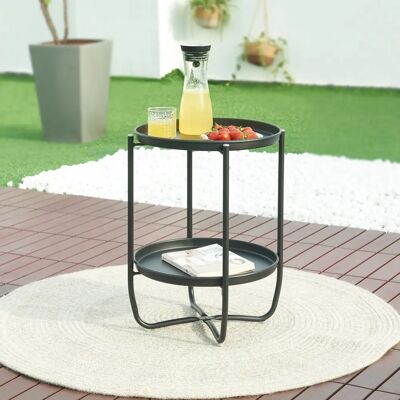 en.casa Mesita de jardín Sandefjord acero - Negro en.casa Mesita de jardín Sandefjord acero - Negro