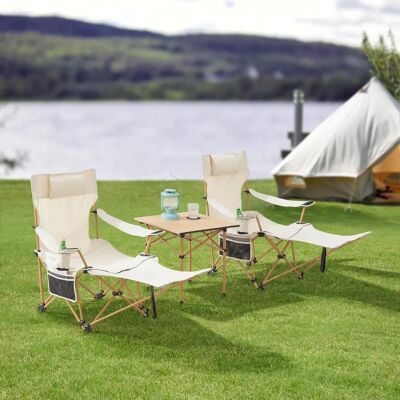 casa.pro - Mesa de camping portátil con 2 sillas - Beige - Juego de muebles de exterior casa.pro - Mesa de camping portátil con 2 sillas - Beige - Juego de muebles de exterior