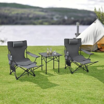 Casa.pro - Conjunto de Muebles de Camping con 2 Sillas y Mesa Casa.pro - Conjunto de Muebles de Camping con 2 Sillas y Mesa