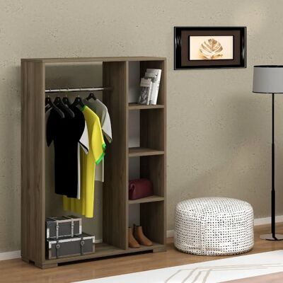 en.casa Nesbyen Armario de Madera de Nogal con 4 Estantes - 126x90x30cm en.casa Nesbyen Armario de Madera de Nogal con 4 Estantes - 126x90x30cm