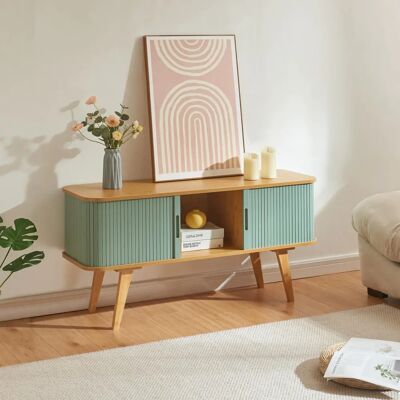 en.casa Tysvær Bambú/Azul Mueble de TV - Moderno y Elegante en.casa Tysvær Bambú/Azul Mueble de TV - Moderno y Elegante